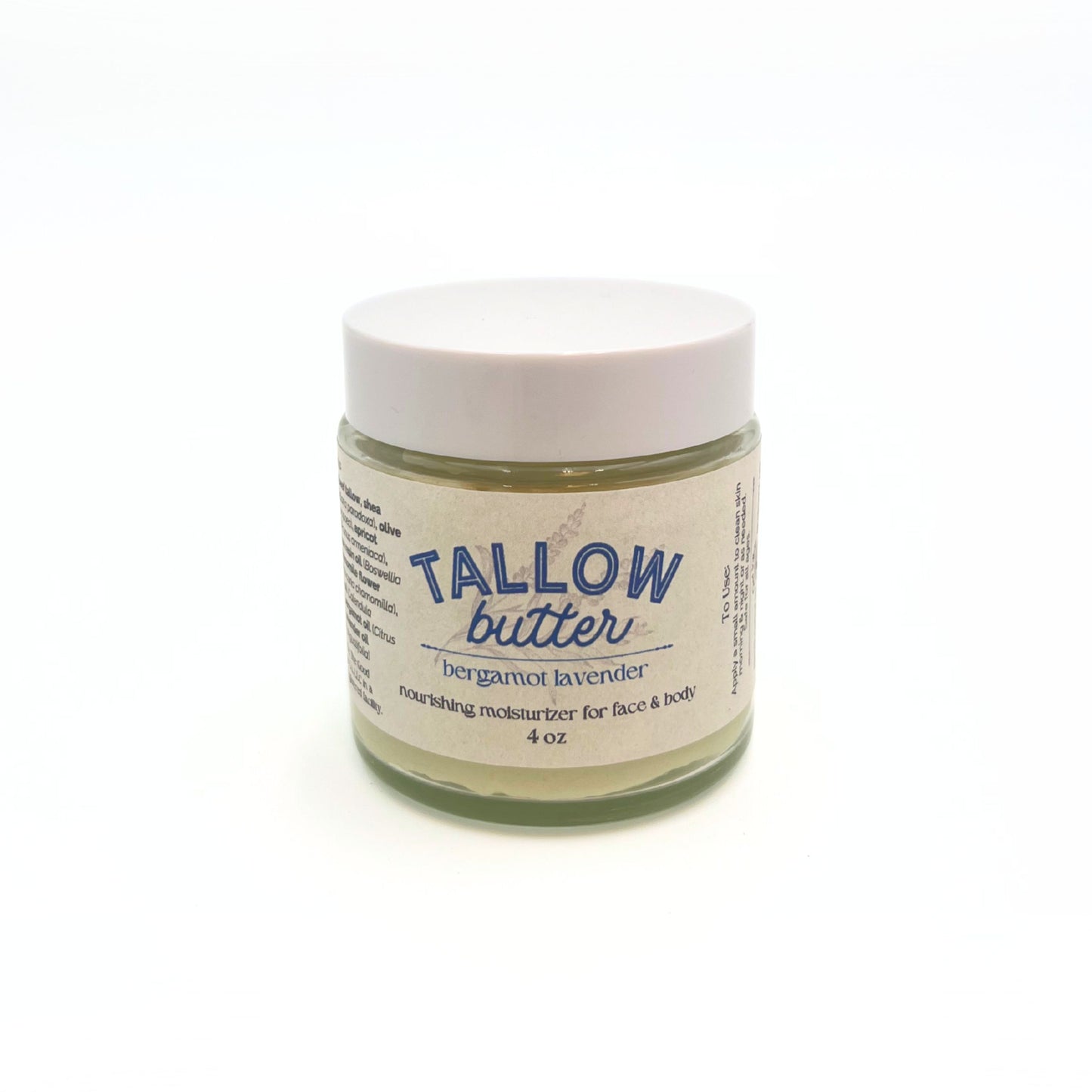 Grass-Fed Tallow Butter Deep Facial Moisturizer with Frankincense Resin Extract Oil