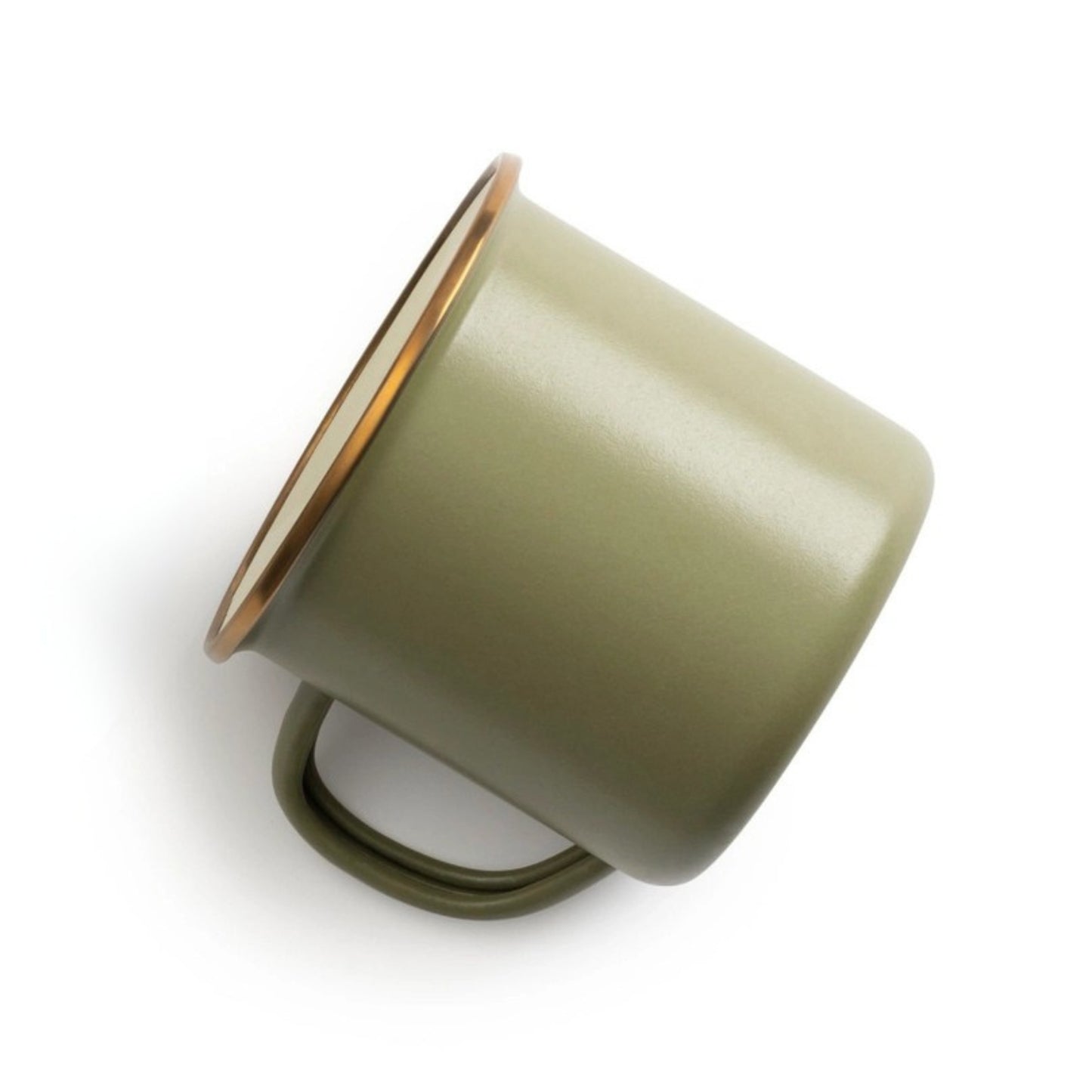Olive Green & Gold Enamel Mug