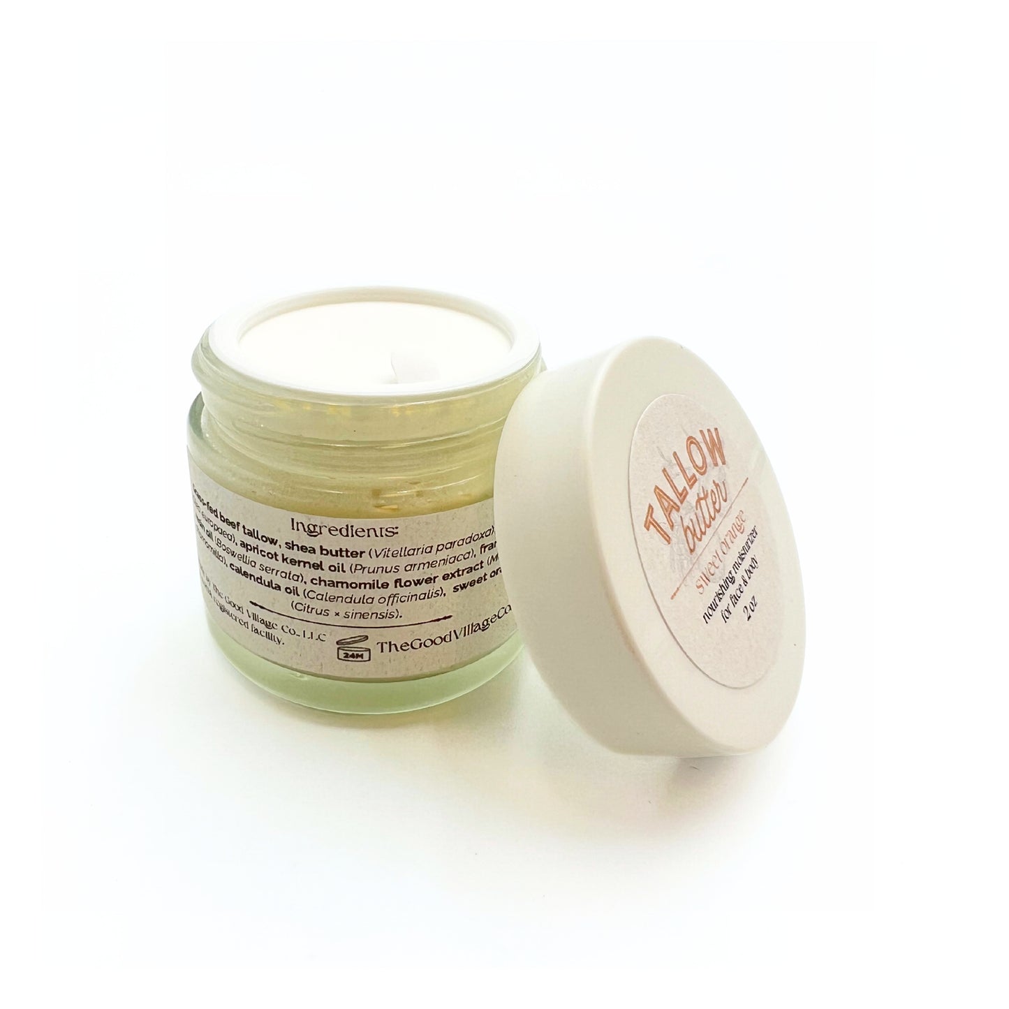 Grass-Fed Tallow Butter Deep Facial Moisturizer with Frankincense Resin Extract Oil
