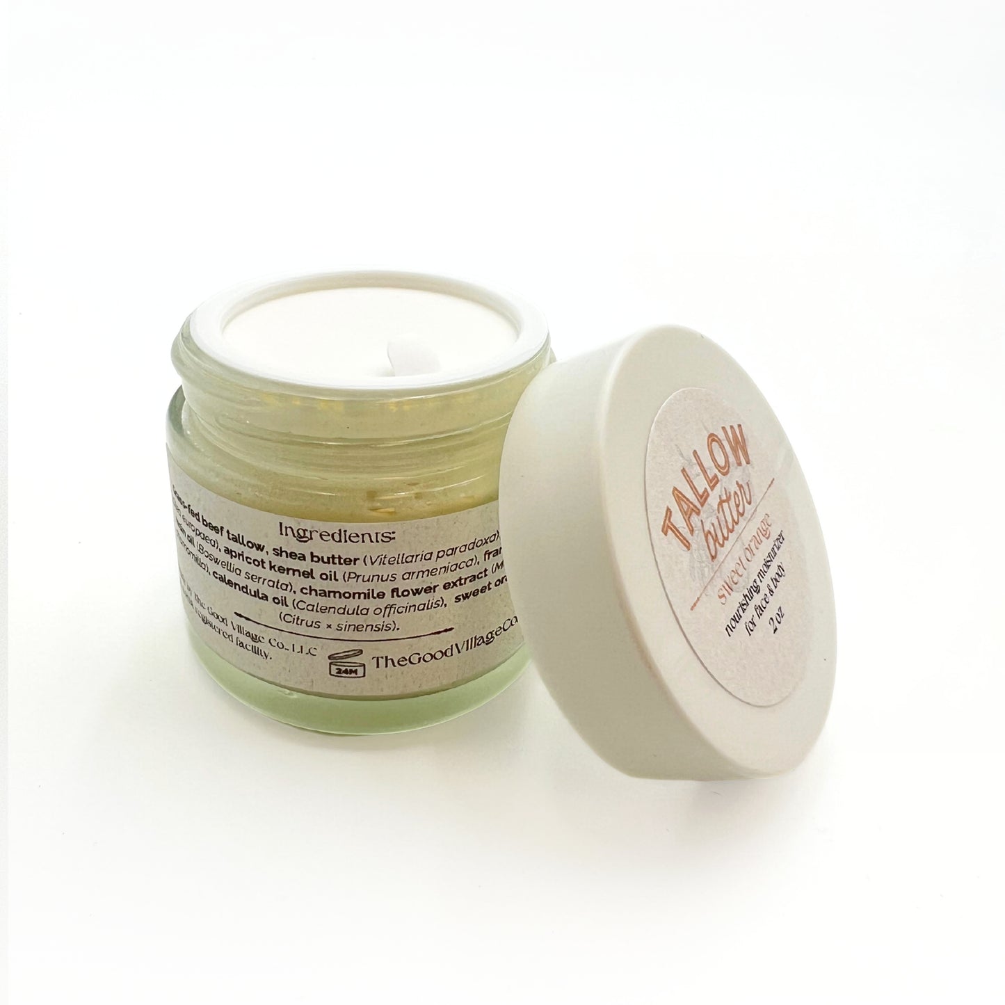 Grass-Fed Tallow Butter Deep Facial Moisturizer with Frankincense Resin Extract Oil