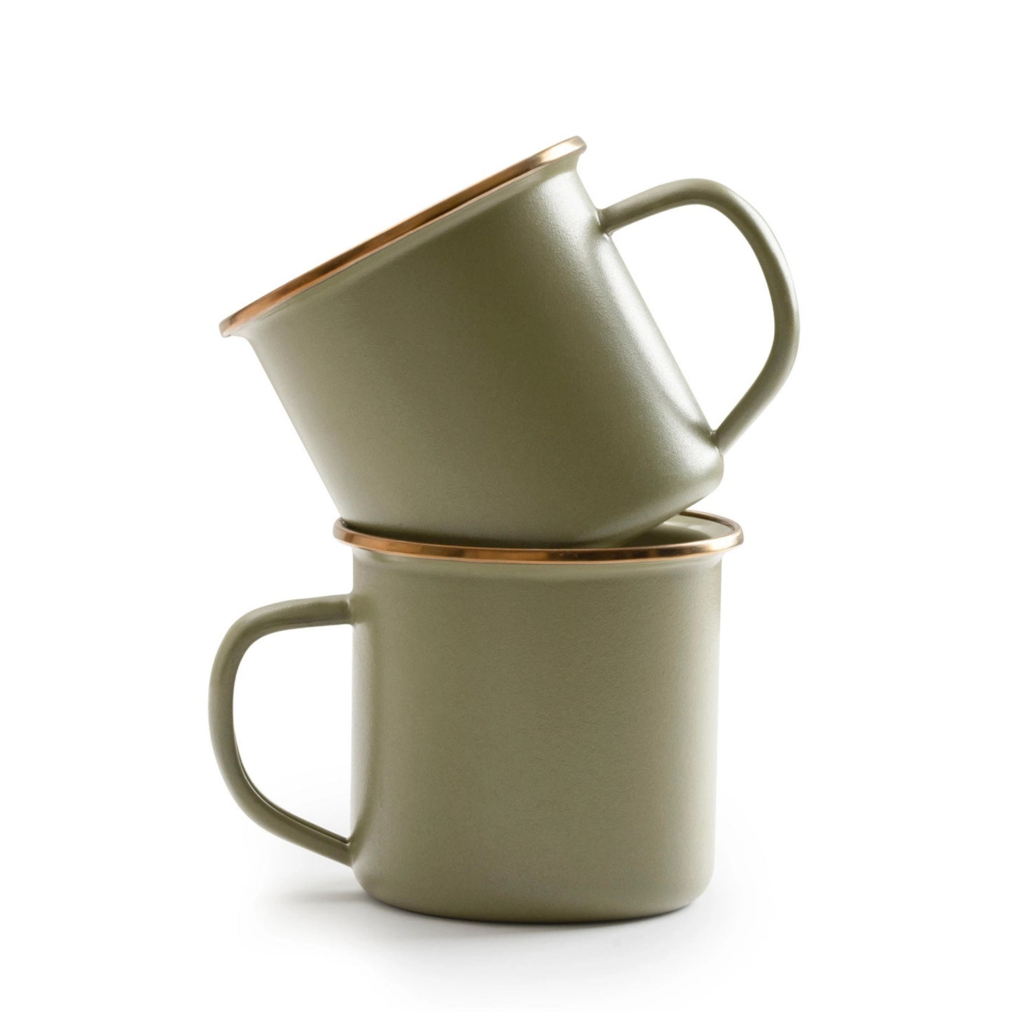 Olive Green & Gold Enamel Mug