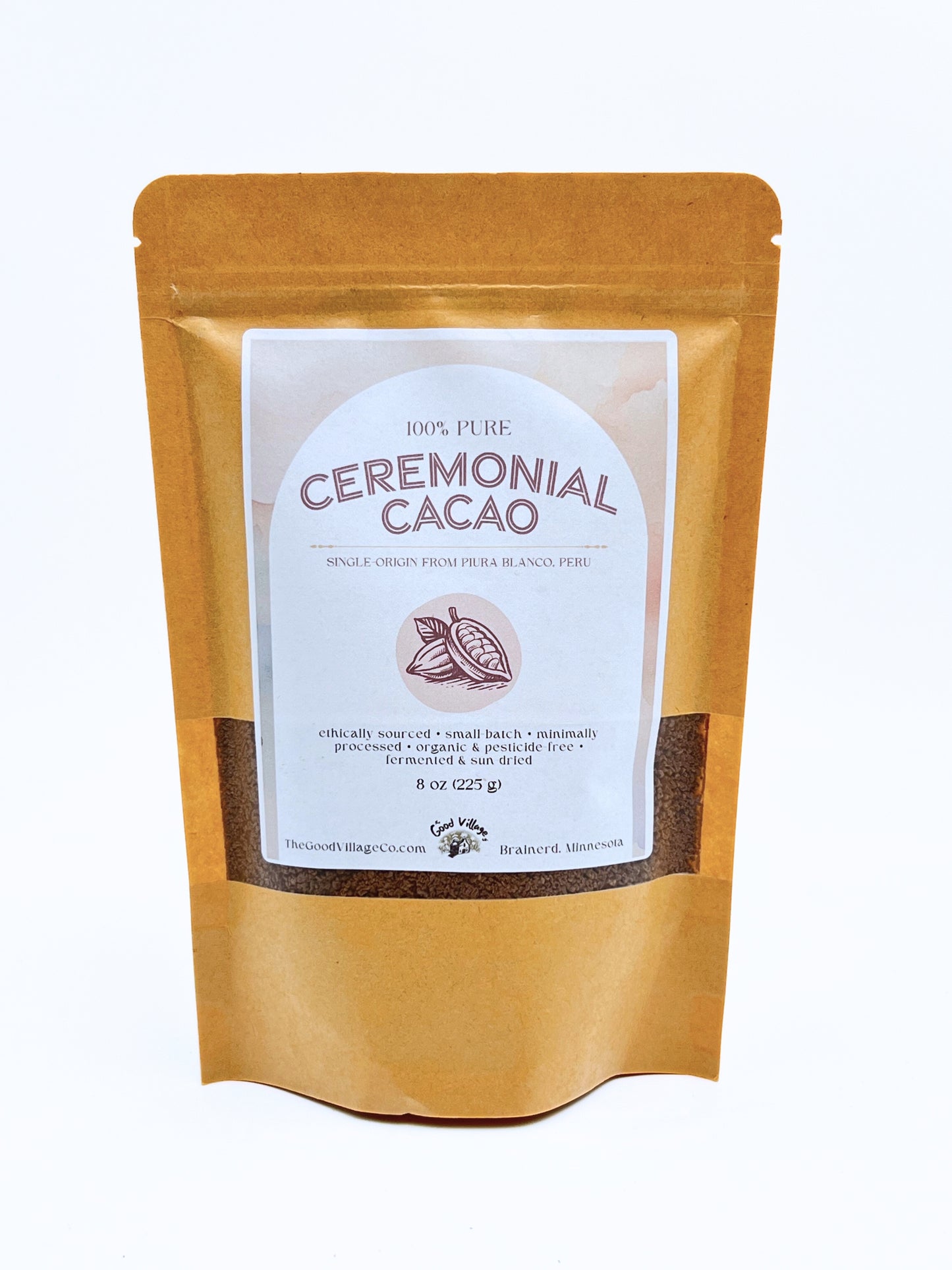 Ceremonial Cacao - 100% Pure Single-Origin Unprocessed Traditional Wellness Beverage from Piura Blanco, Peru