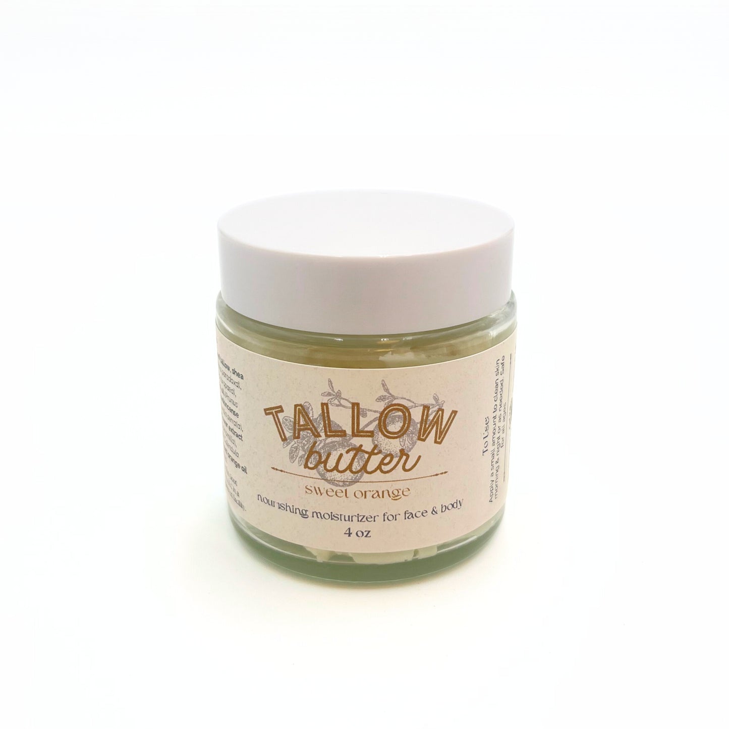 Grass-Fed Tallow Butter Deep Facial Moisturizer with Frankincense Resin Extract Oil