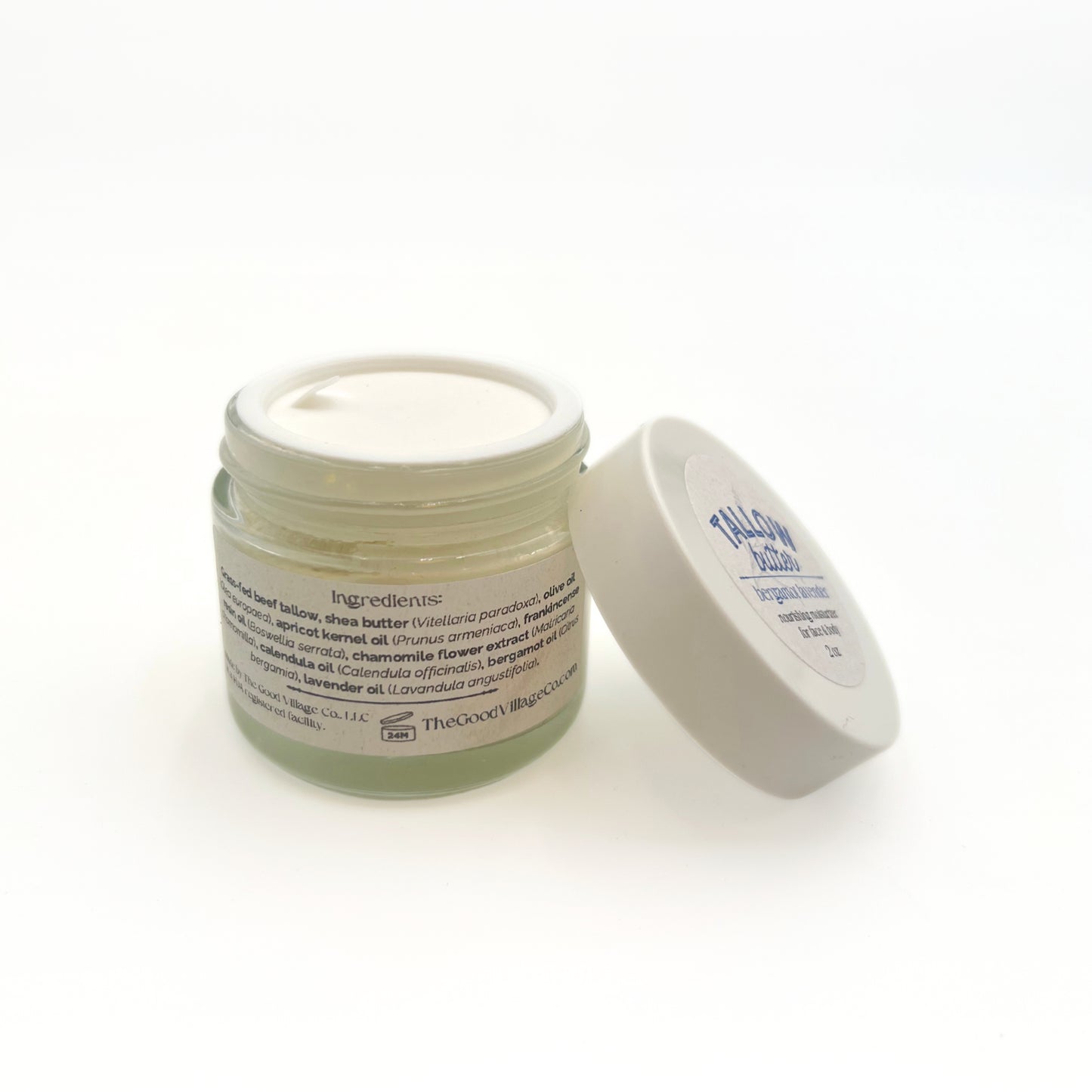 Grass-Fed Tallow Butter Deep Facial Moisturizer with Frankincense Resin Extract Oil