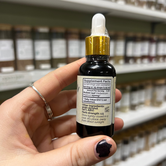 Wildcrafted Mullein Tincture: 1oz Herbal Support for Respiratory Comfort