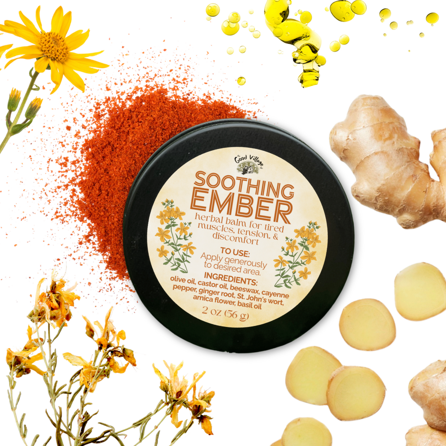 Soothing Ember: Herbal Balm for Tired Muscles, Tension, & Discomfort
