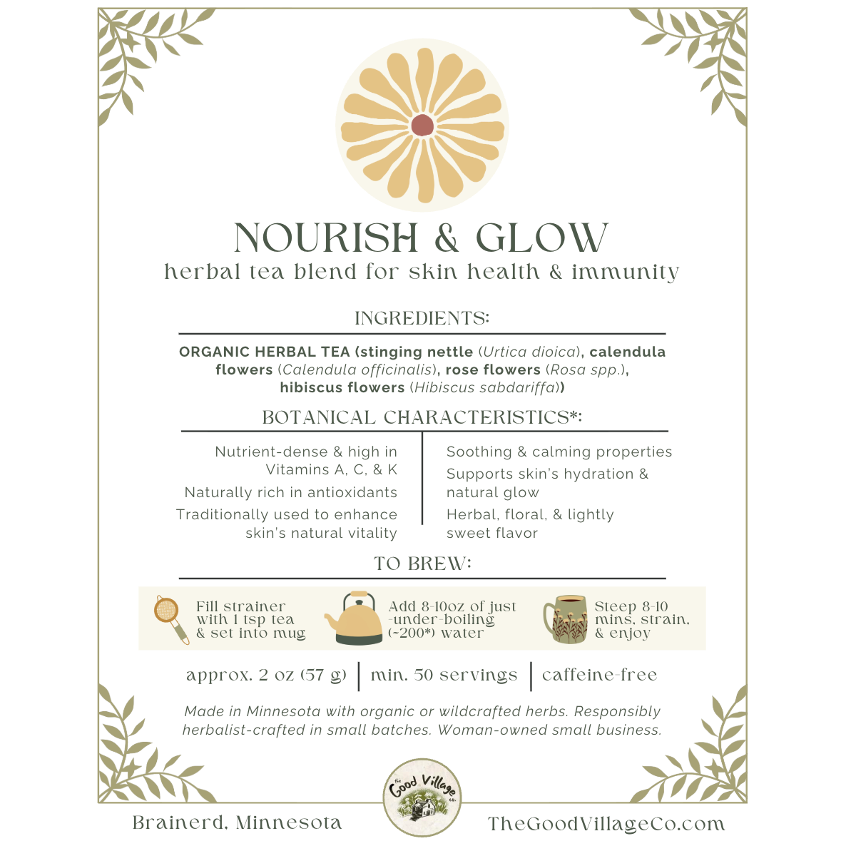 Nourish & Glow Herbal Tea - Collagen Production & Immune System Support