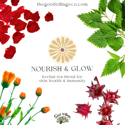 Nourish & Glow: Loose-Leaf Herbal Tea Blend for Skin Health & Immunity (Caffeine-Free)
