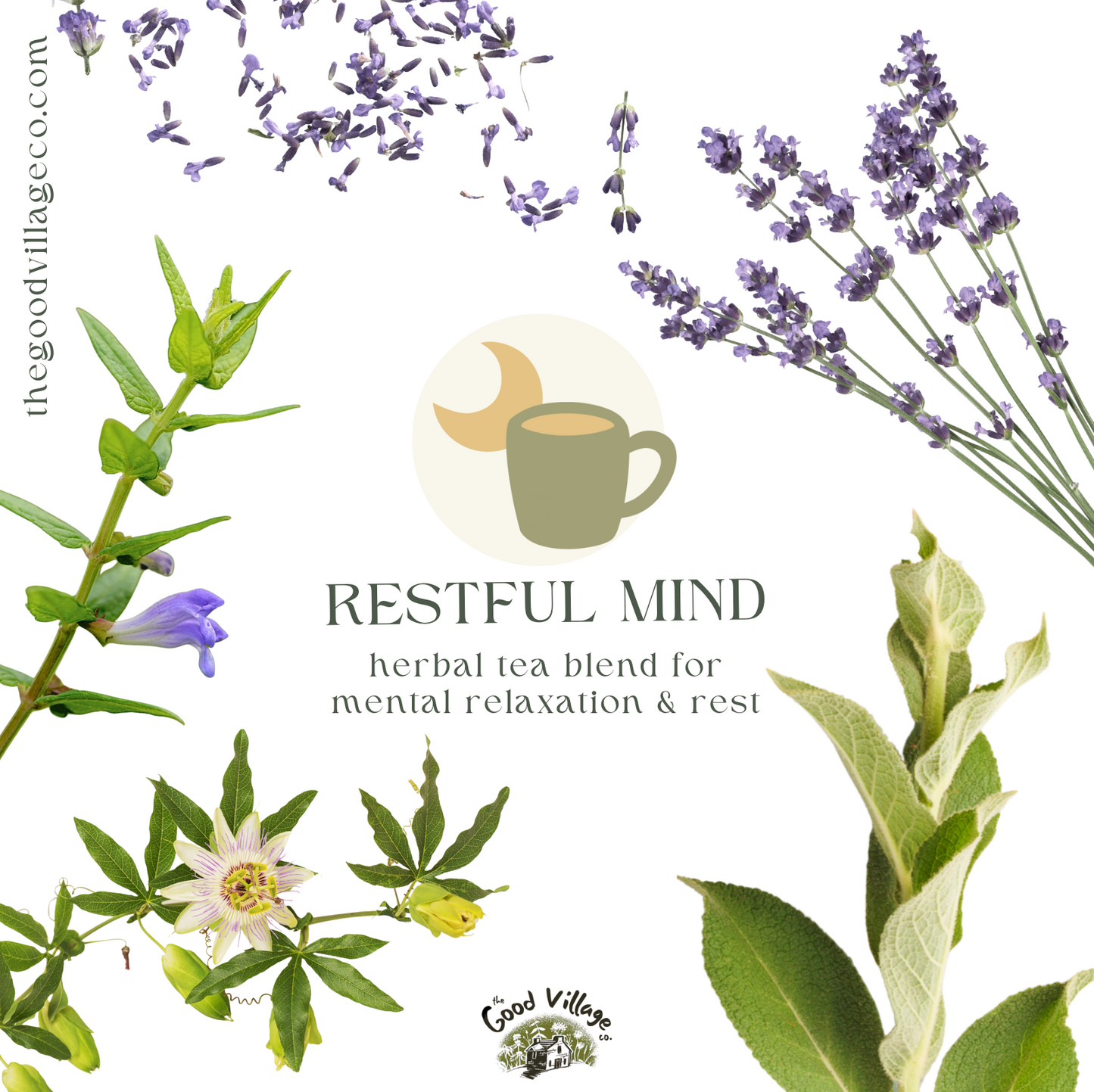 Restful Mind: Herbal Tea Blend for Nighttime Overthinkers (Caffeine-Free)