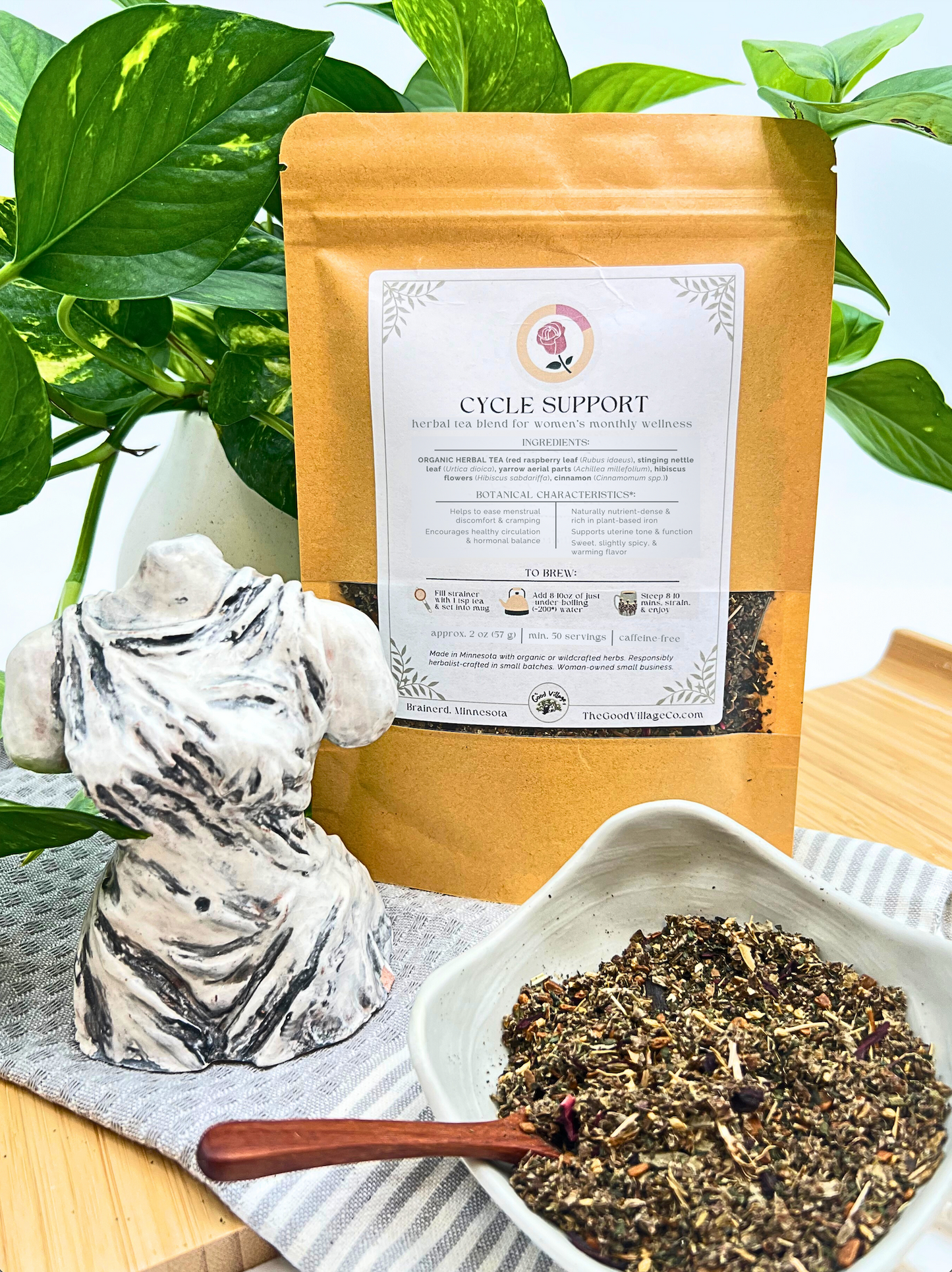 Cycle Support: Herbal Tea Blend For Women's Monthly Wellness (Caffeine-Free)