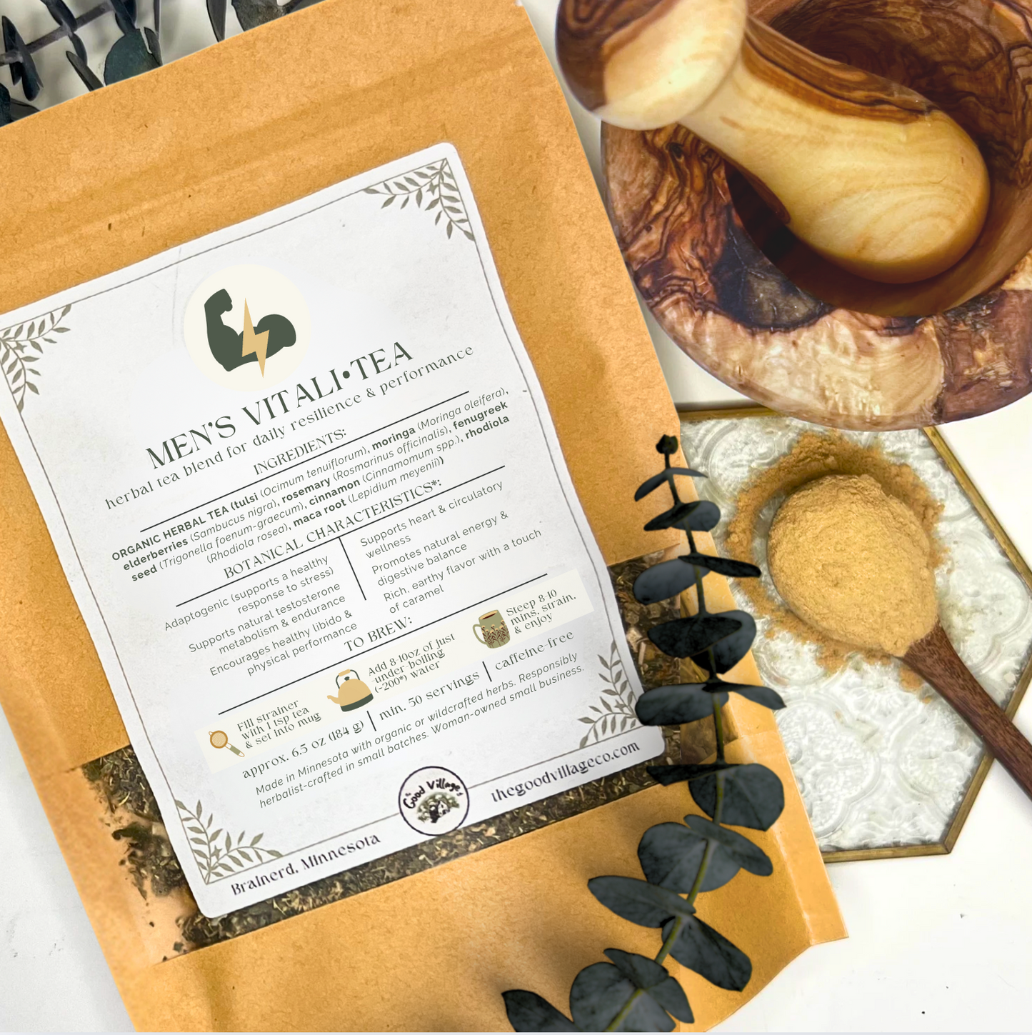 Men's Vitali•Tea: Herbal Tea Blend for Daily Resilience & Performance (Caffeine-Free)