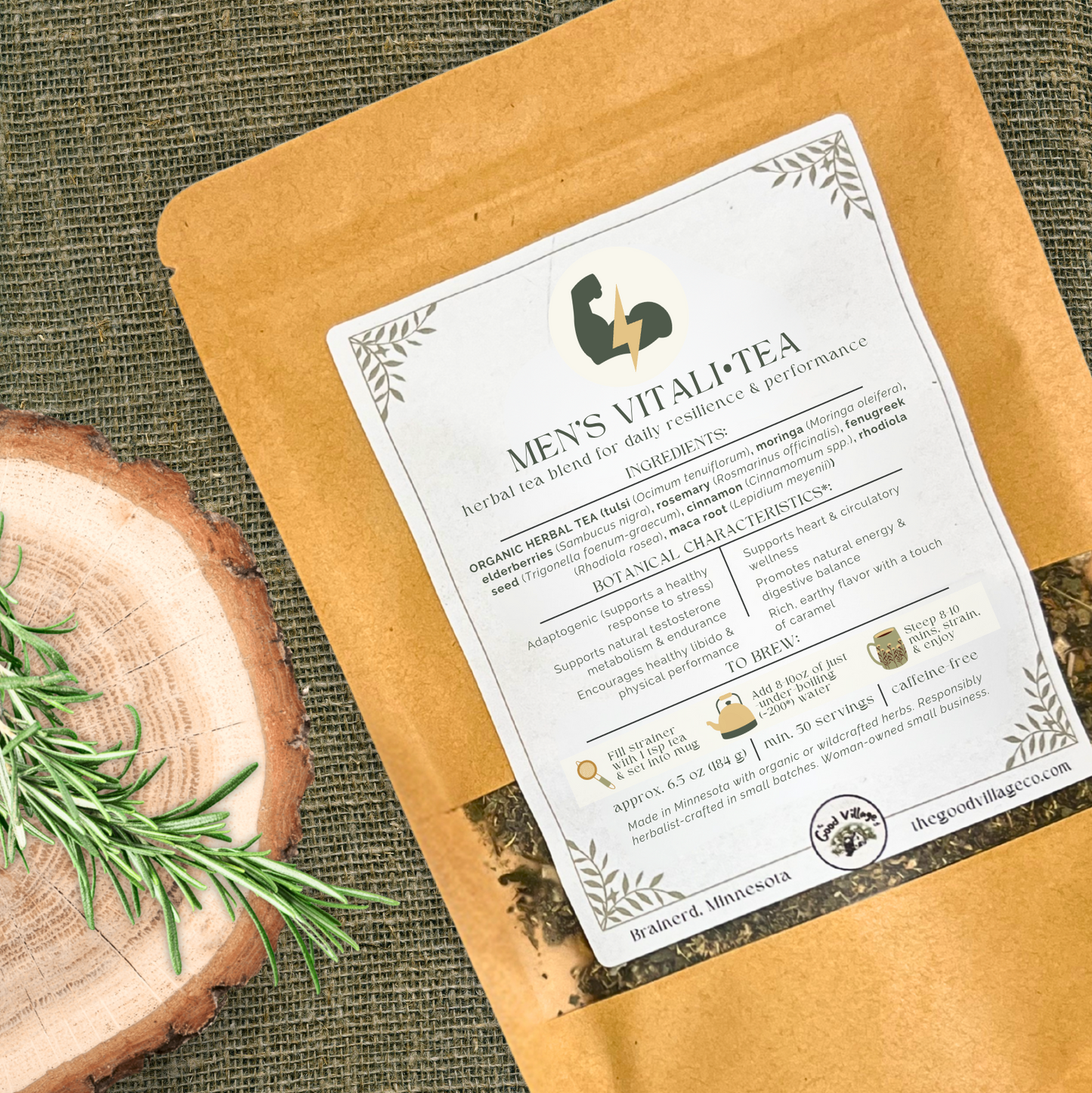Men's Vitali•Tea: Herbal Tea Blend for Daily Resilience & Performance (Caffeine-Free)
