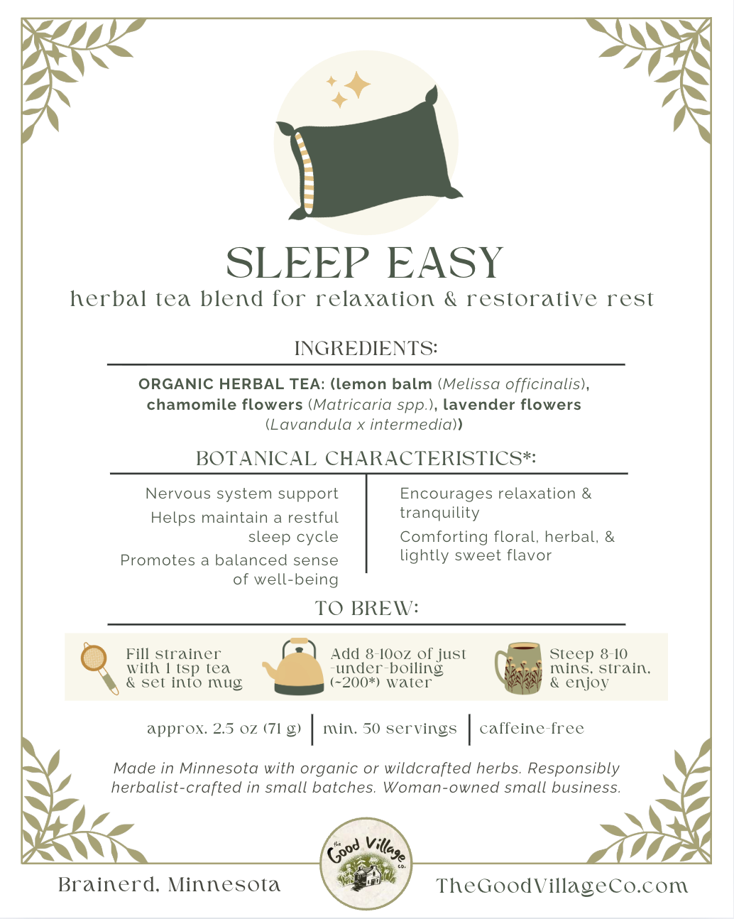 Sleep Easy: Herbal Tea Blend for Relaxation & Restorative Rest (Caffeine-Free)