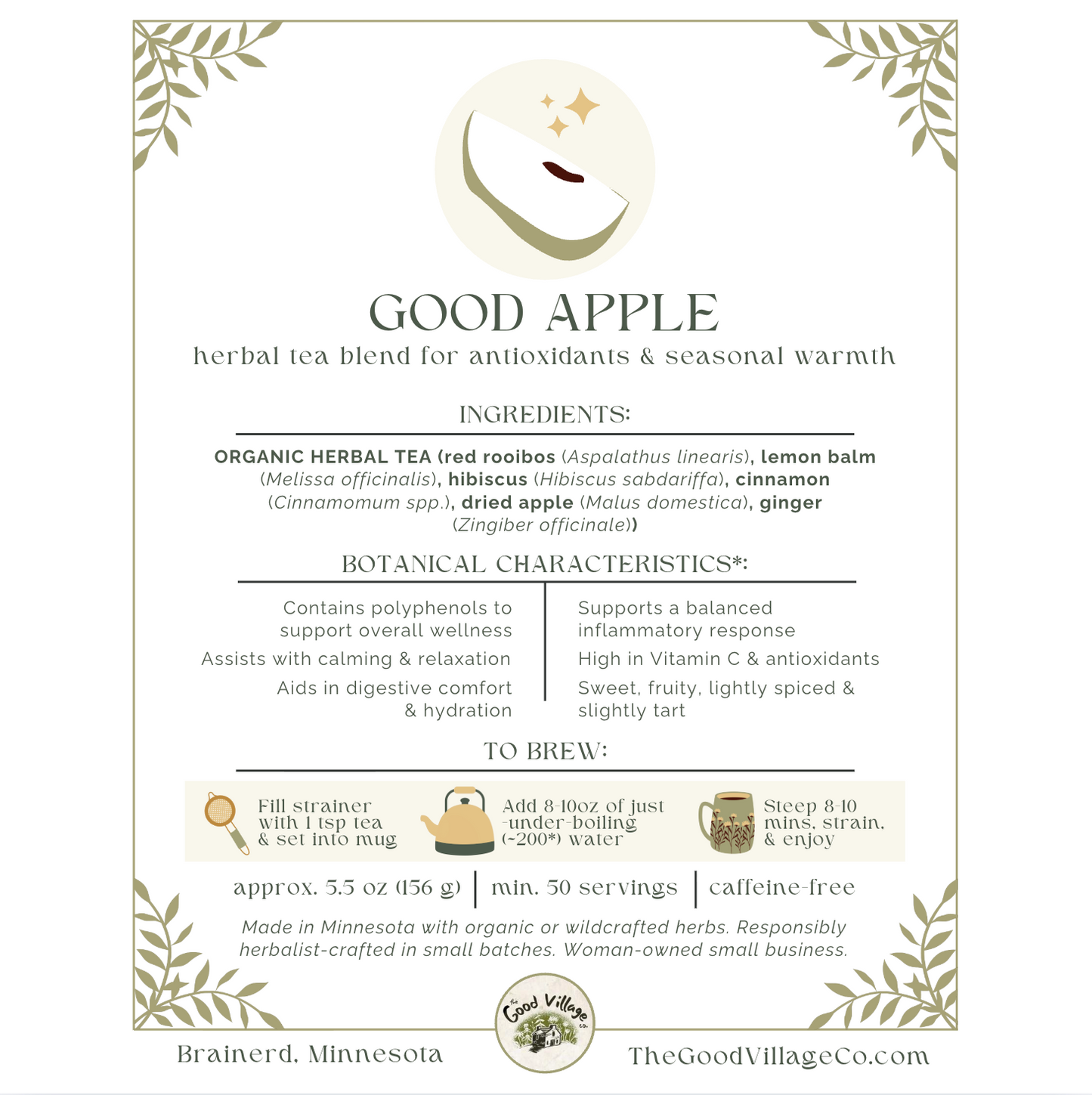 Good Apple: Herbal Tea Blend for Antioxidants & Seasonal Warmth (Caffeine-Free)