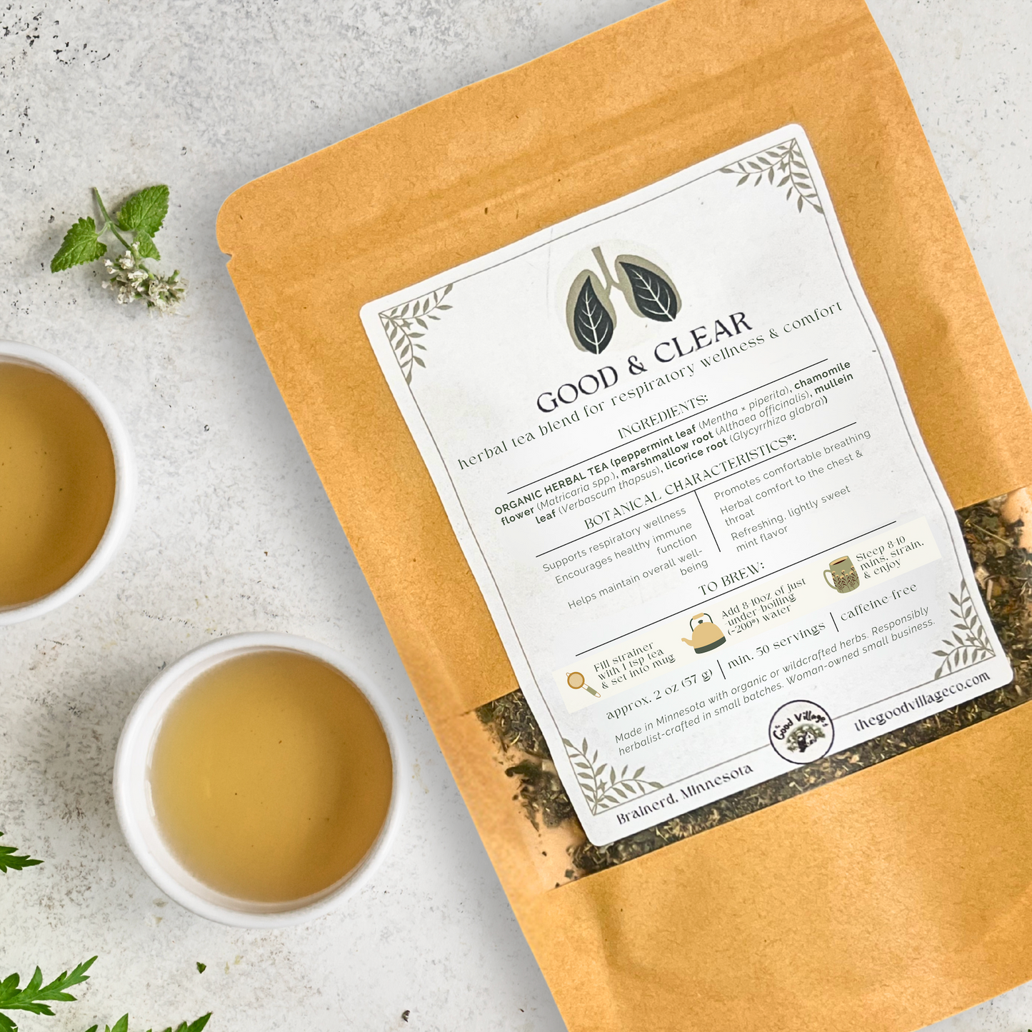 Good & Clear: Herbal Tea Blend for Respiratory Health (Caffeine-Free)