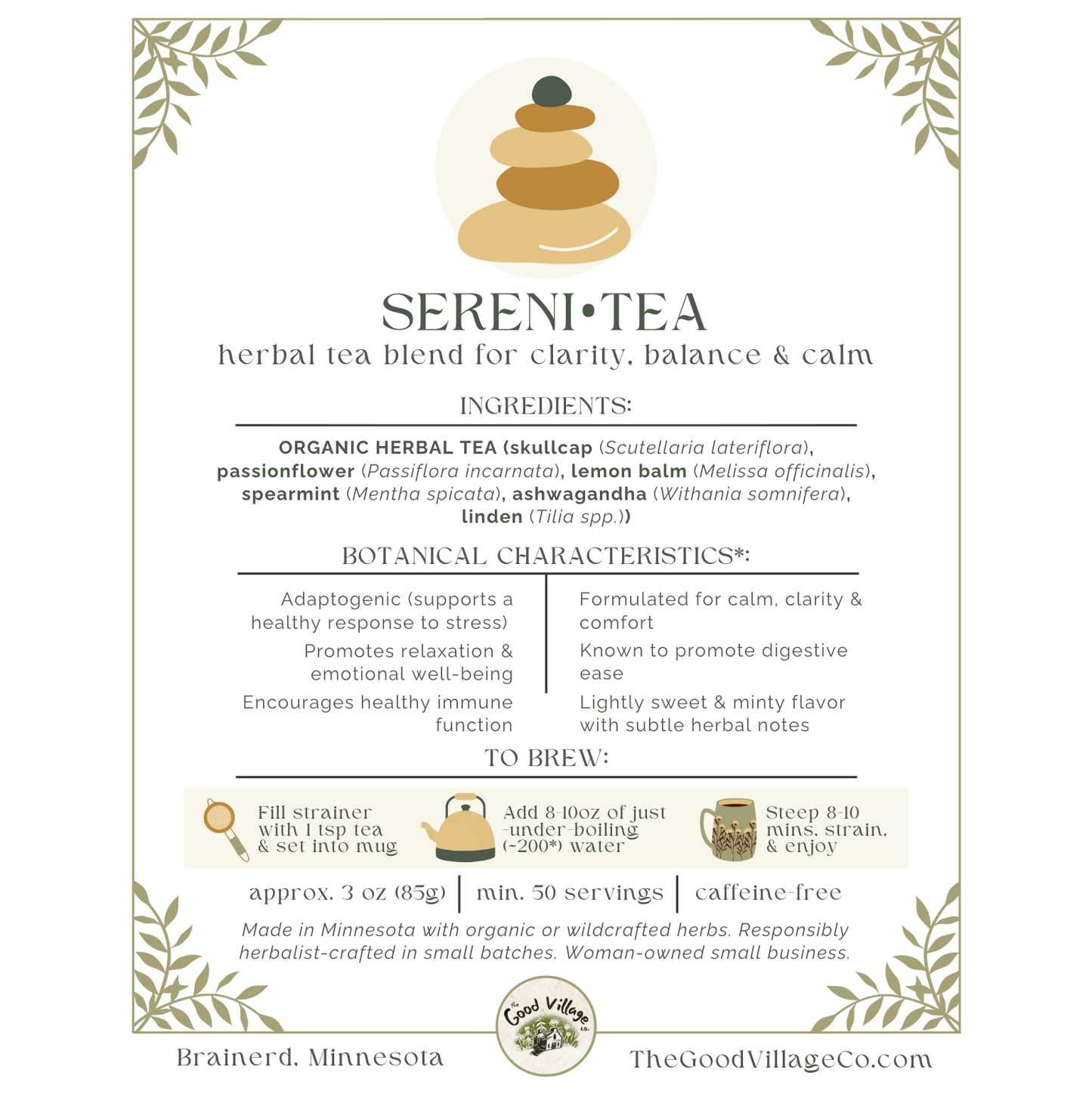 Sereni•Tea - Herbal Tea Blend for Clarity, Balance & Calm (Caffeine-Free)