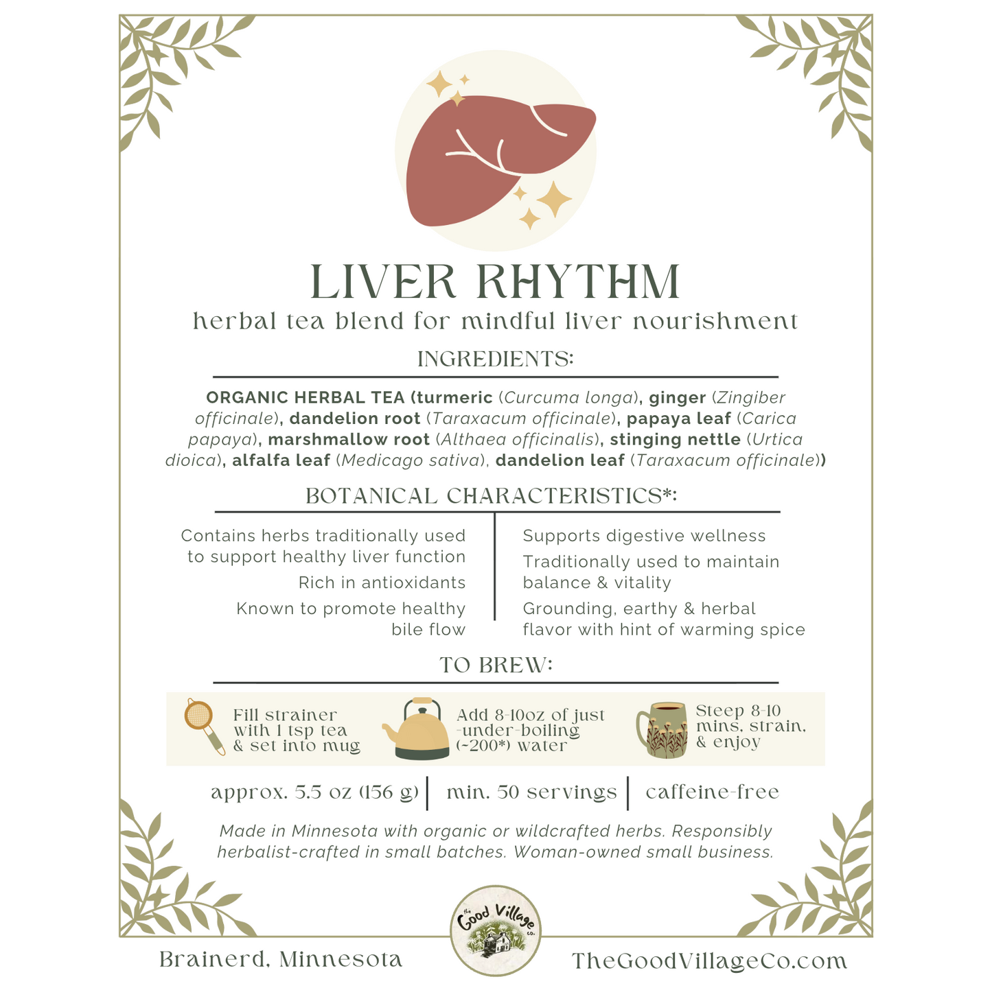 Liver Rhythm: Herbal Tea Blend For Mindful Liver Nourishment (Caffeine-Free)
