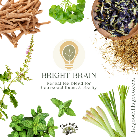 Bright Brain: Loose-Leaf Herbal Tea Blend for Increased Focus & Clarity (Caffeine-Free)