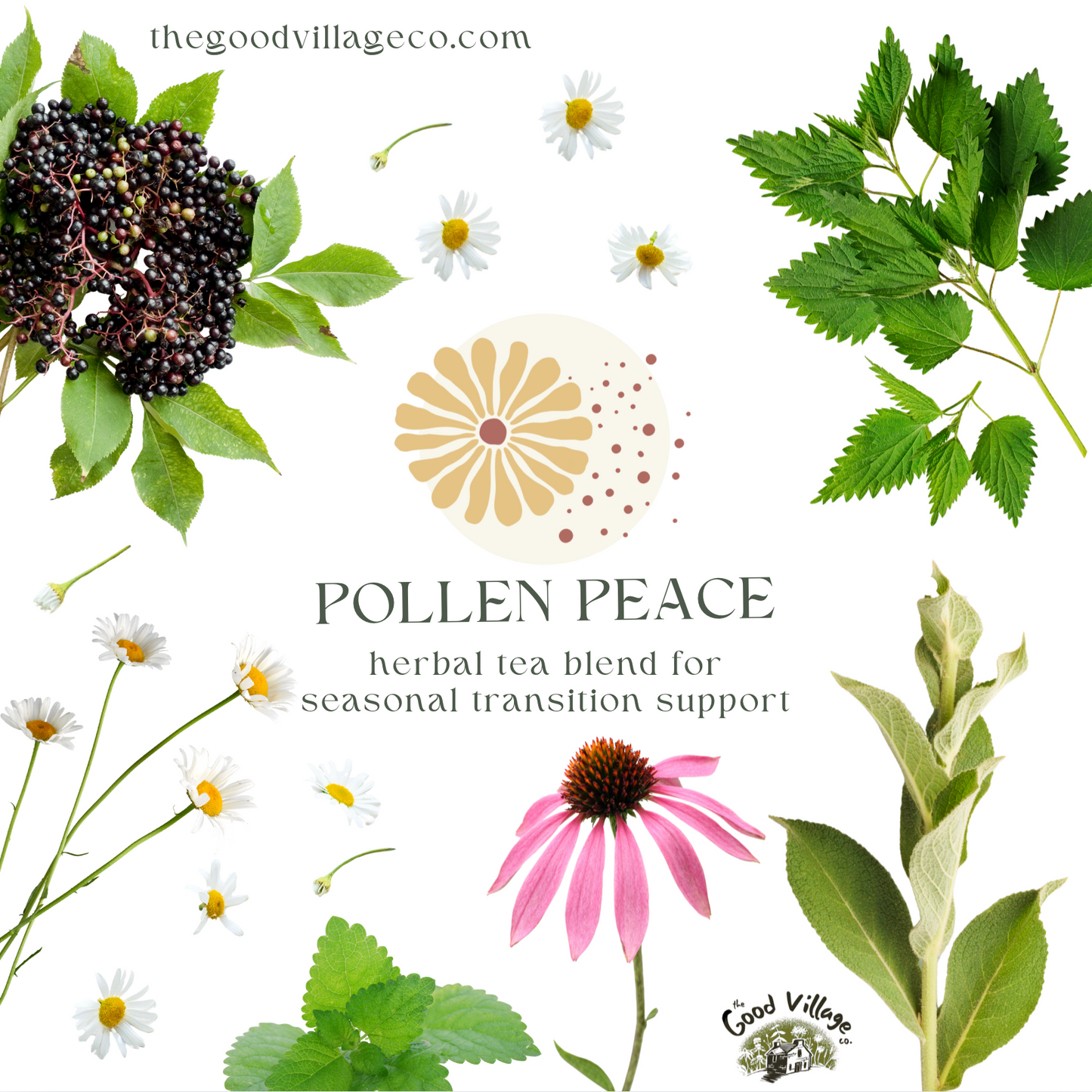 Pollen Peace: Herbal Tea Blend for Seasonal Transition Support (Caffeine-Free)