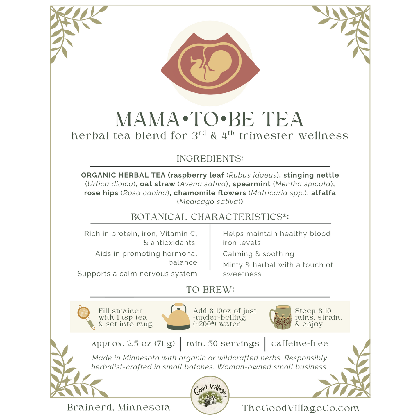 Mama-to-Be Tea: 3rd & 4th Trimester Pregnancy Support Tea