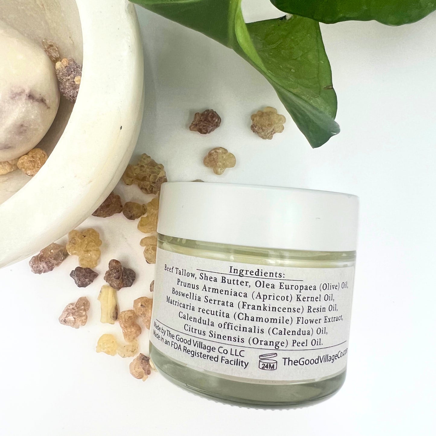 Grass-Fed Tallow Butter Deep Facial Moisturizer with Frankincense Resin Extract Oil