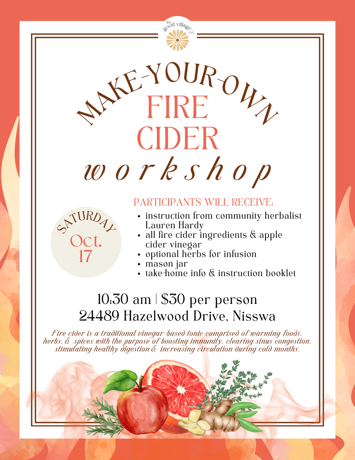 October 17 Fire Cider Workshop