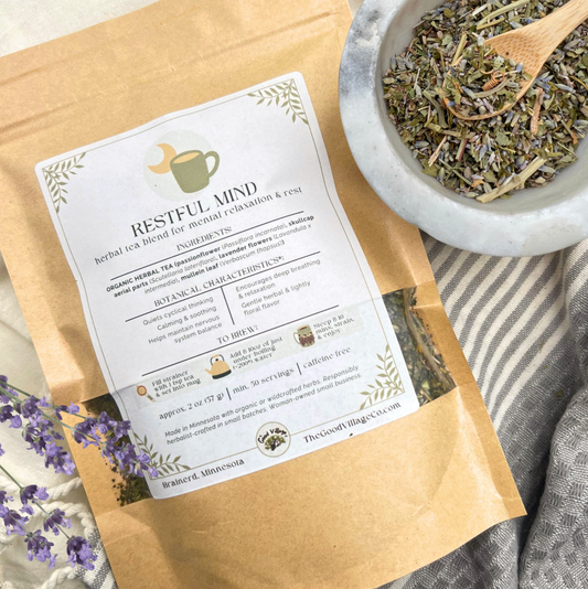 Restful Mind: Herbal Tea Blend for Nighttime Overthinkers (Caffeine-Free)