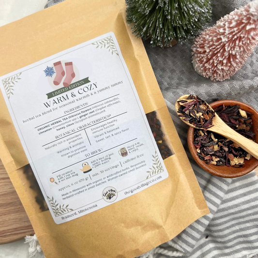 Warm & Cozy: Herbal Tea Blend for Seasonal Warmth & A Yummy Tummy (Caffeine-Free)