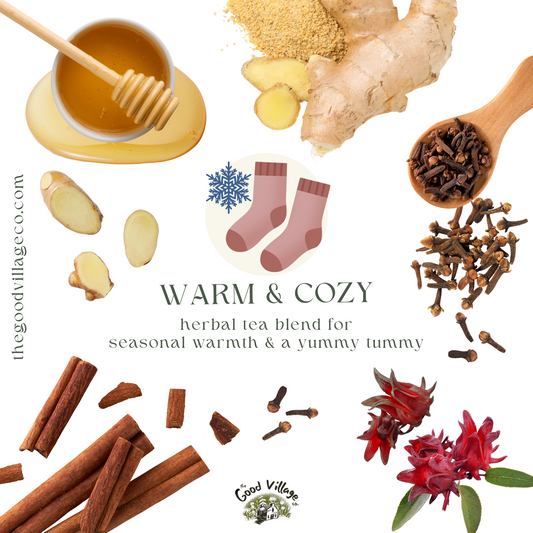 Warm & Cozy: Herbal Tea Blend for Seasonal Warmth & A Yummy Tummy (Caffeine-Free)