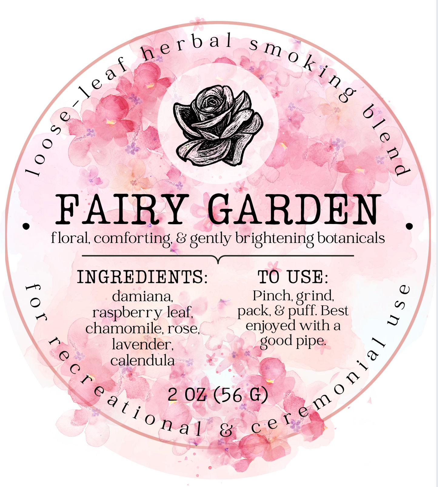 "Fairy Garden" Botanical Smoke Blend -  Floral, Comforting, & Gently Brightening Herbal Mix (Tobacco- & Cannabis-Free)