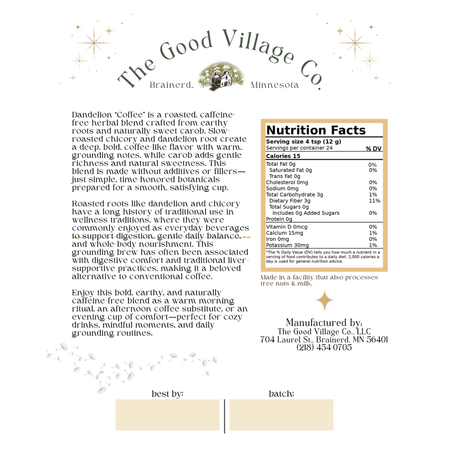 Dandelion "Coffee" - Earthy & Full-Bodied Roasted Herbal Blend for Gut & Liver Wellness