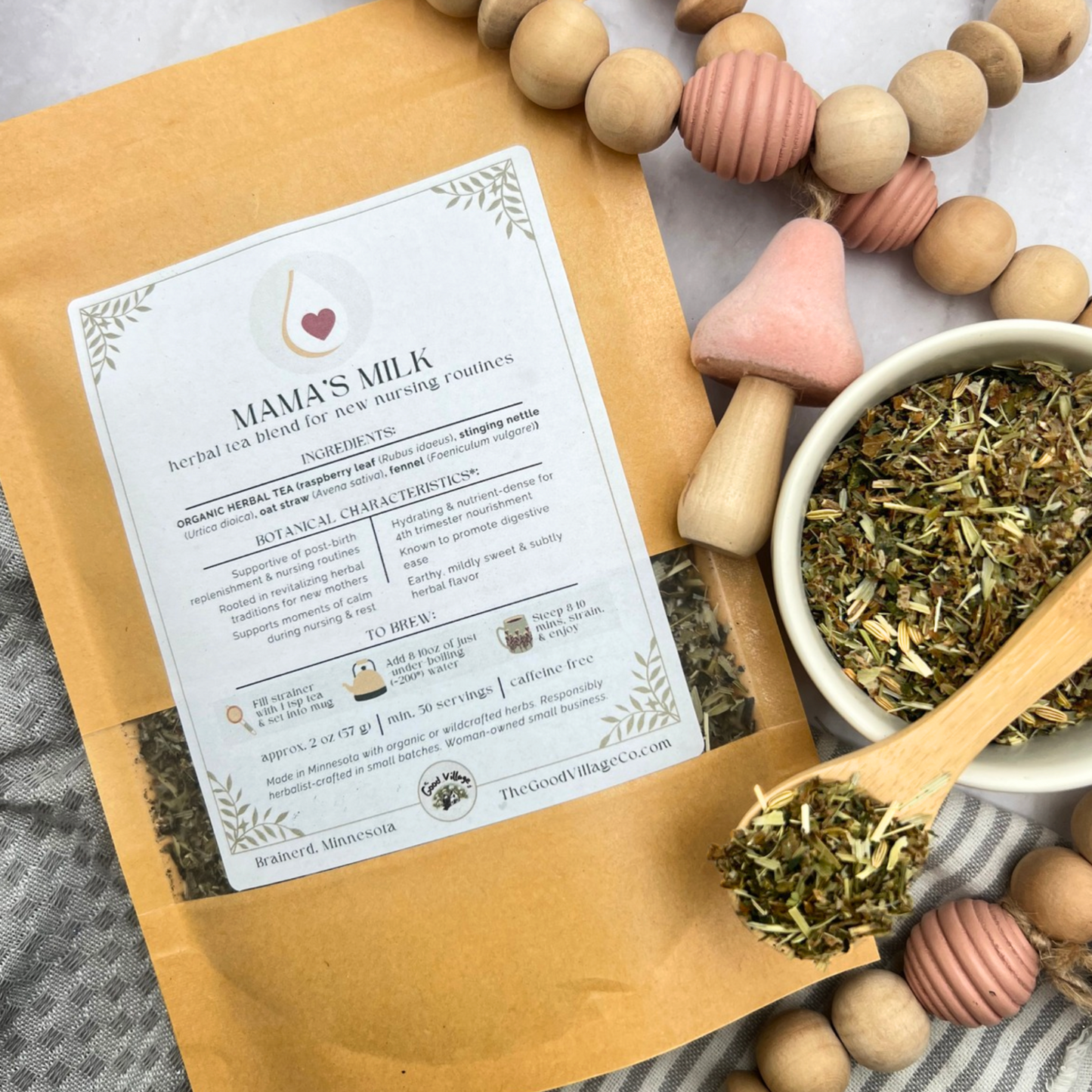 Mama's Milk: Loose-Leaf Herbal Tea Blend for New Nursing Routines (Caffeine-Free)