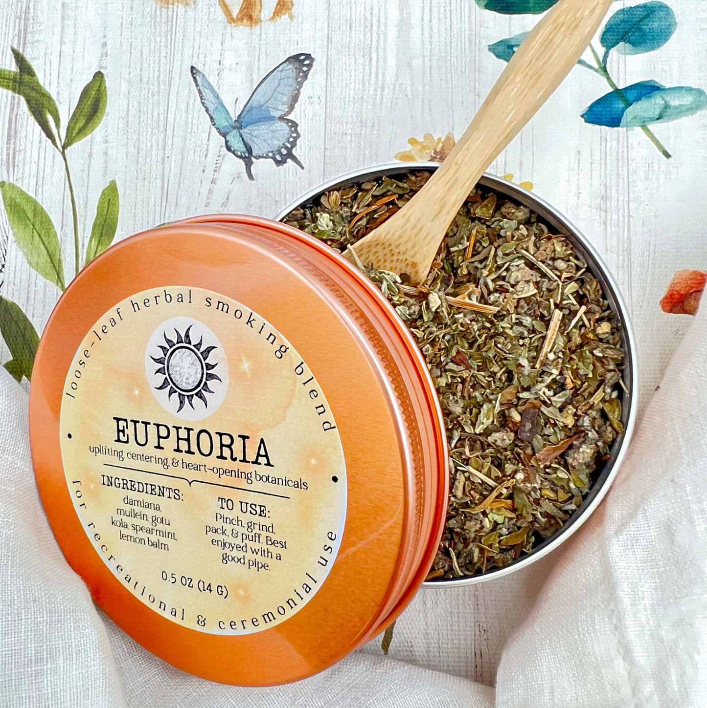 "Euphoria" Botanical Smoke Blend - Uplifting, Centering, & Heart-Opening Herbal Mix (Tobacco- & Cannabis-Free)