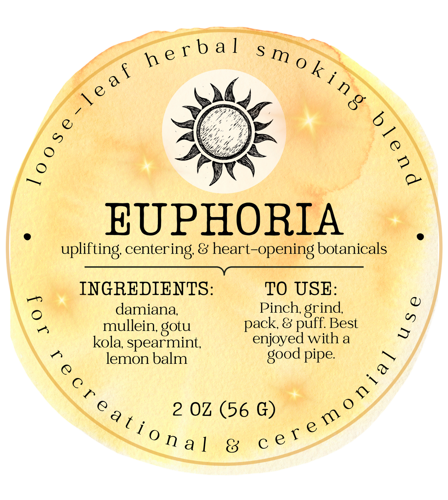"Euphoria" Botanical Smoke Blend - Uplifting, Centering, & Heart-Opening Herbal Mix (Tobacco- & Cannabis-Free)
