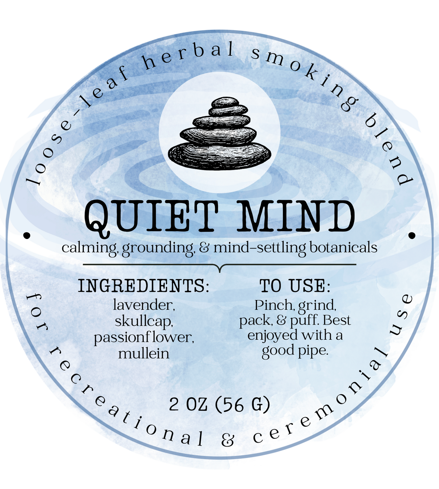 "Quiet Mind" Botanical Smoke Blend - Calming, Grounding, & Mind-Settling Herbal Mix (Tobacco- & Cannabis-Free)