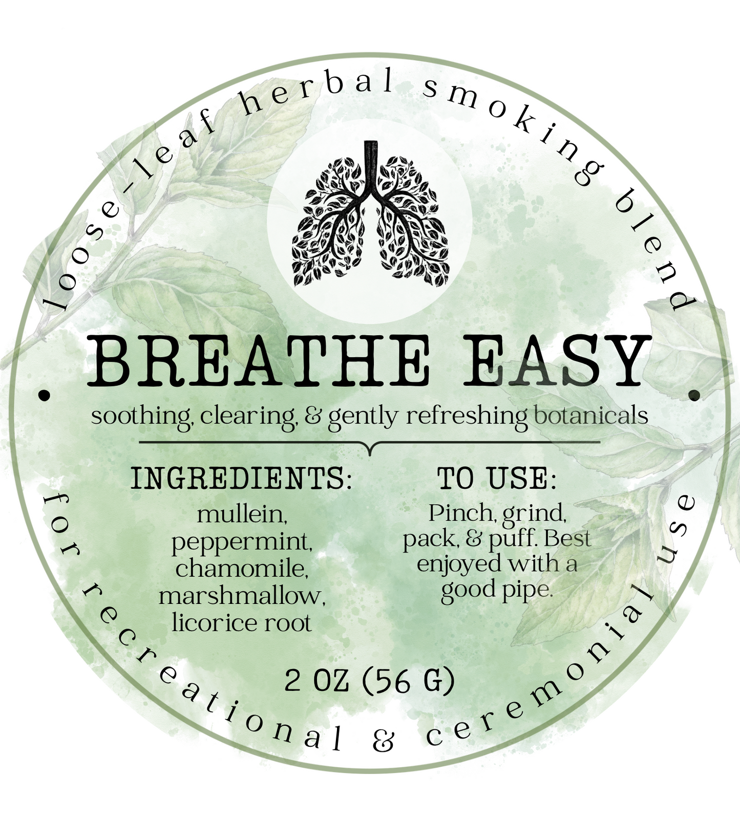 "Breathe Easy" Botanical Smoke Blend - Soothing, Clearing, & Gently Refreshing Herbal Mix (Tobacco- & Cannabis-Free)