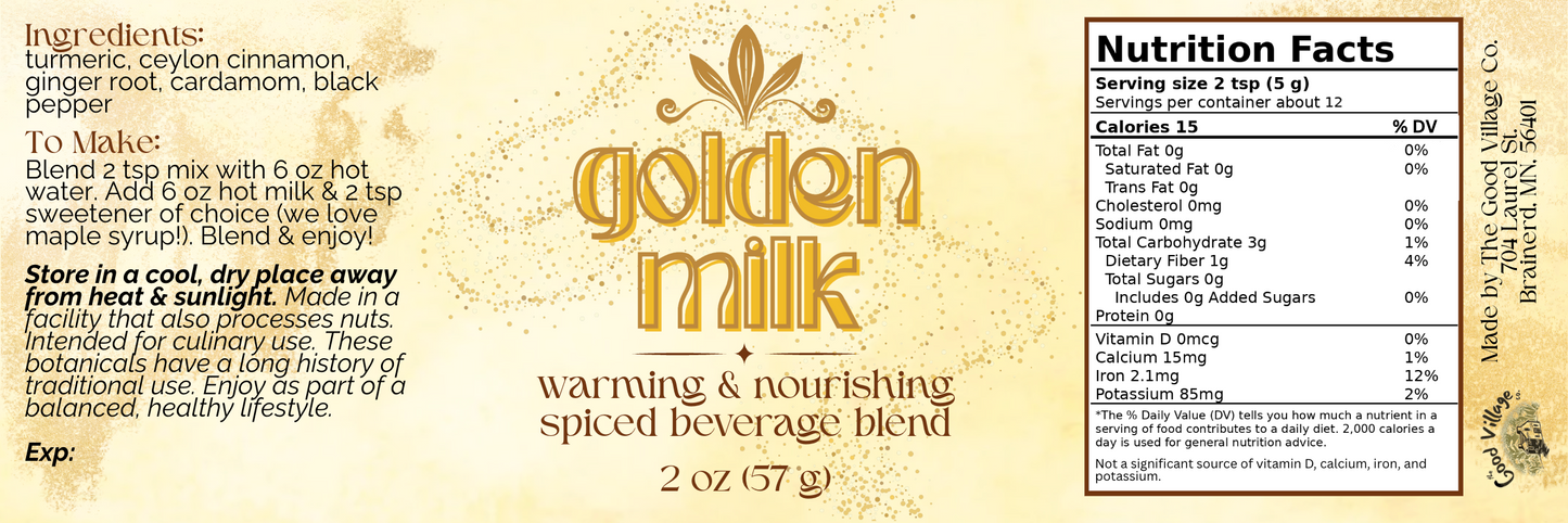 Golden Milk Drink Mix: Made with Organic Ceylon Cinnamon, Turmeric, Cardamom, & Ginger
