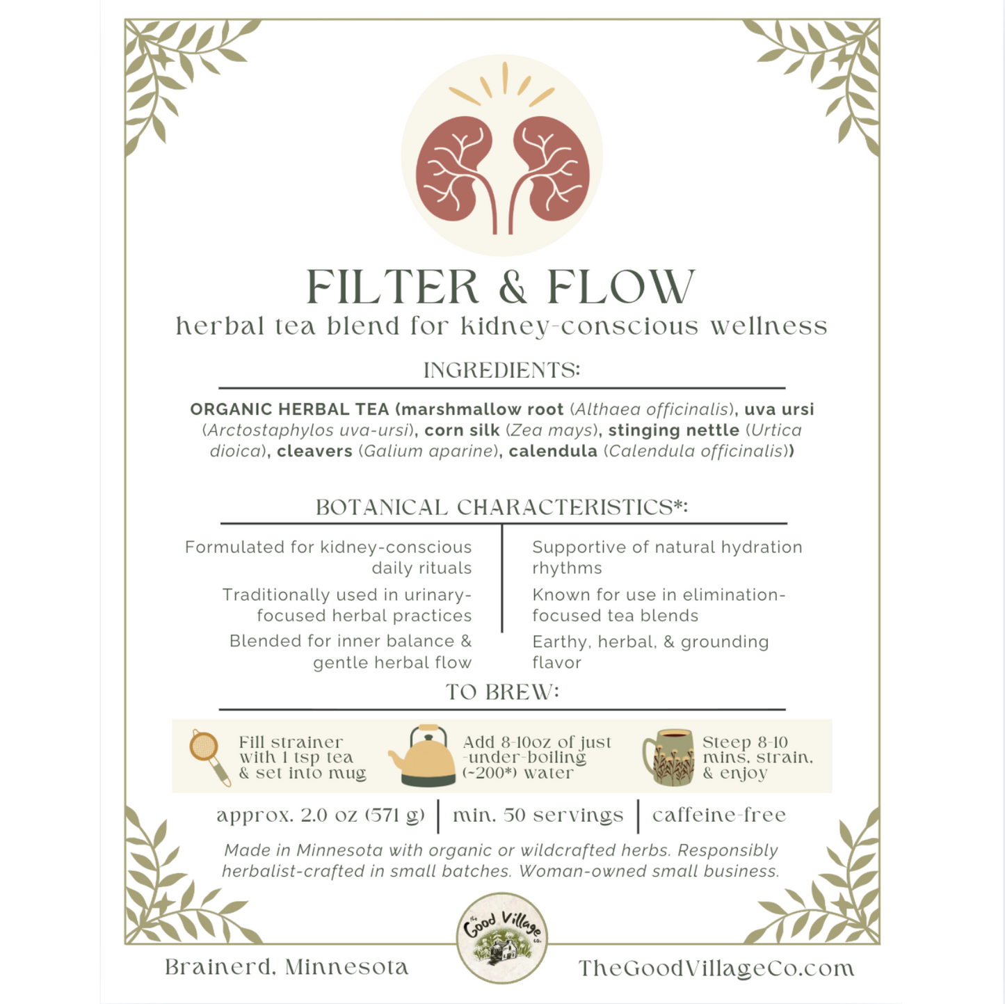 Filter & Flow: Loose-Leaf Herbal Tea Blend For Kidney-Conscious Wellness (Caffeine-Free)