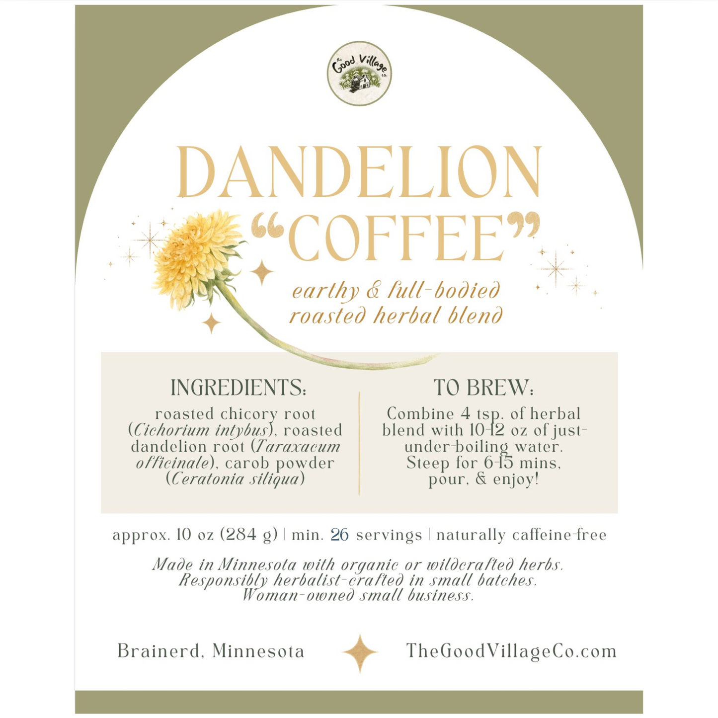 Dandelion "Coffee" - Earthy & Full-Bodied Roasted Herbal Blend for Gut & Liver Wellness
