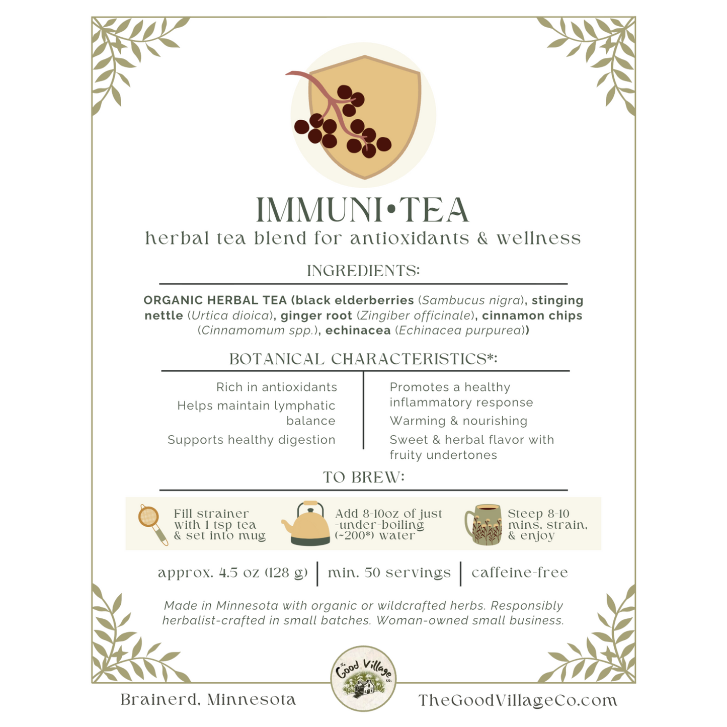 Immuni•Tea: Loose-Leaf Herbal Tea Blend for Antioxidants & Wellness (C ...