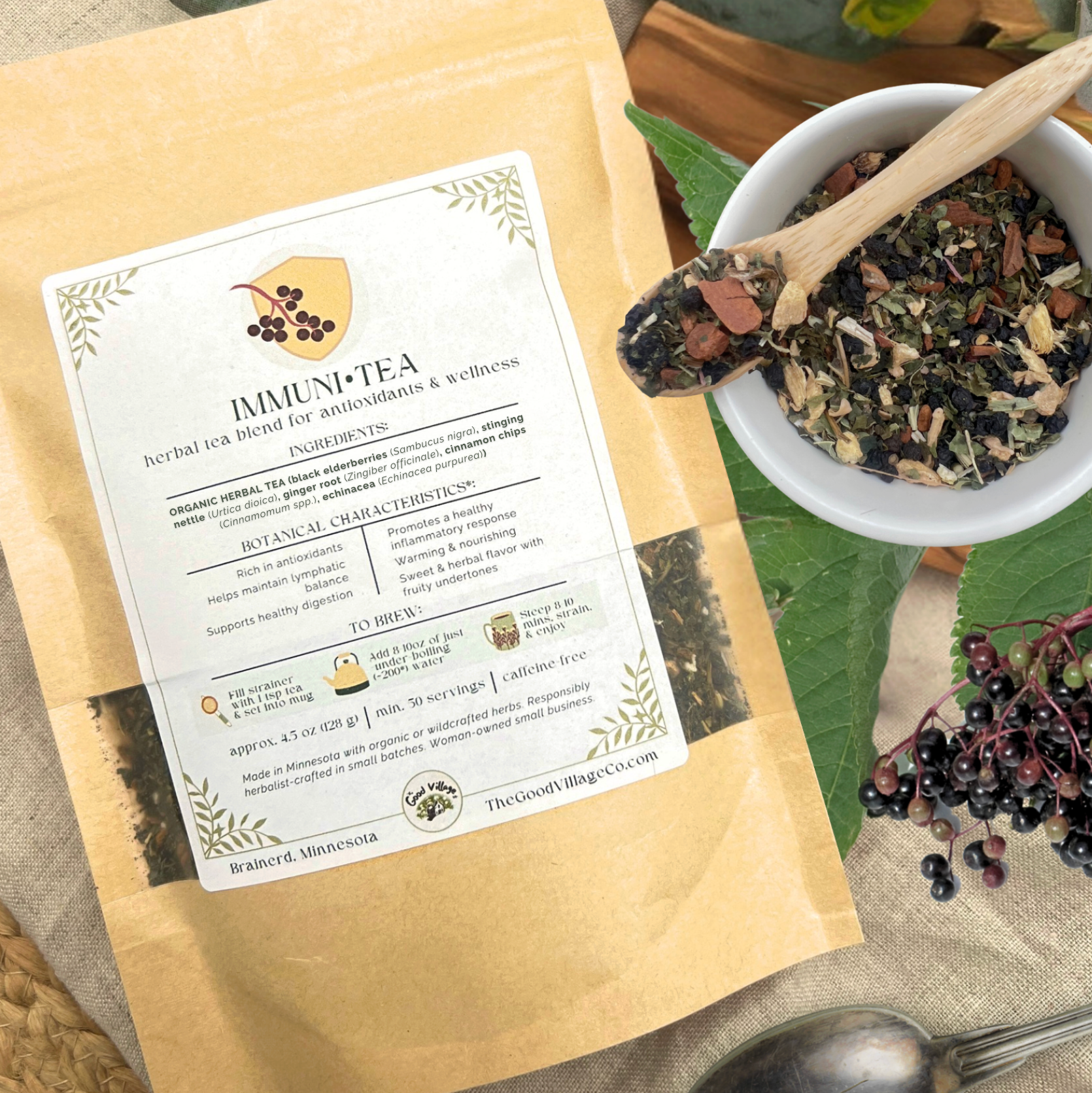 Immuni•Tea: Loose-Leaf Herbal Tea Blend for Antioxidants & Wellness (C ...
