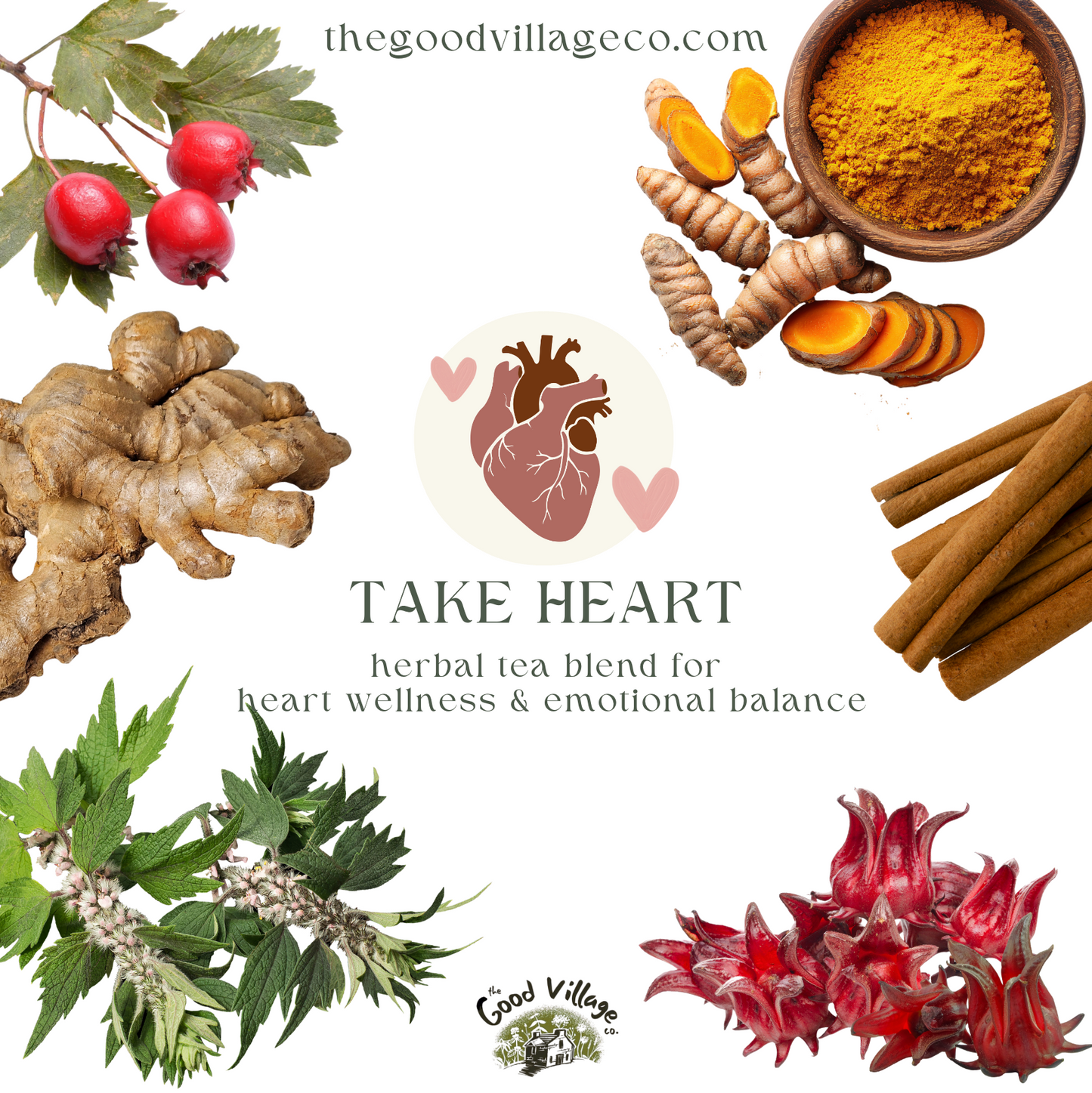 Take Heart: Loose-Leaf Herbal Tea Blend for Heart Wellness & Emotional Balance (Caffeine-Free)